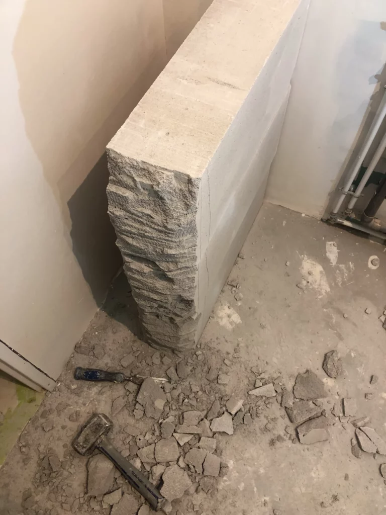 Création du meuble en Siporex pour salle de bain