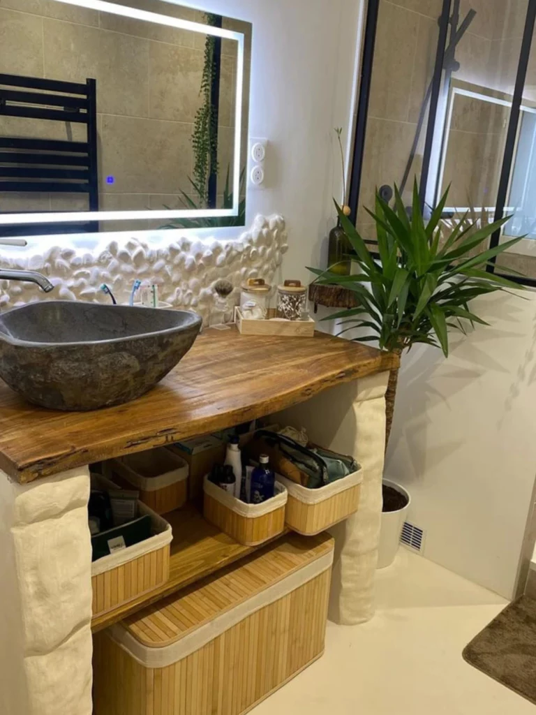 Meuble sur mesure en siporex design brut et fonctionnel